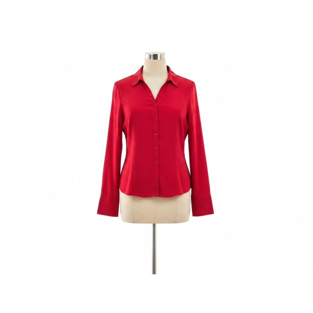 Est 1946 Red Button Down Shirt Long Sleeve Blouse XL